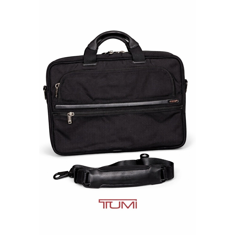 Tumi Black Ballistic Nylon Laptop Briefcase Messenger‎ Bag with Str